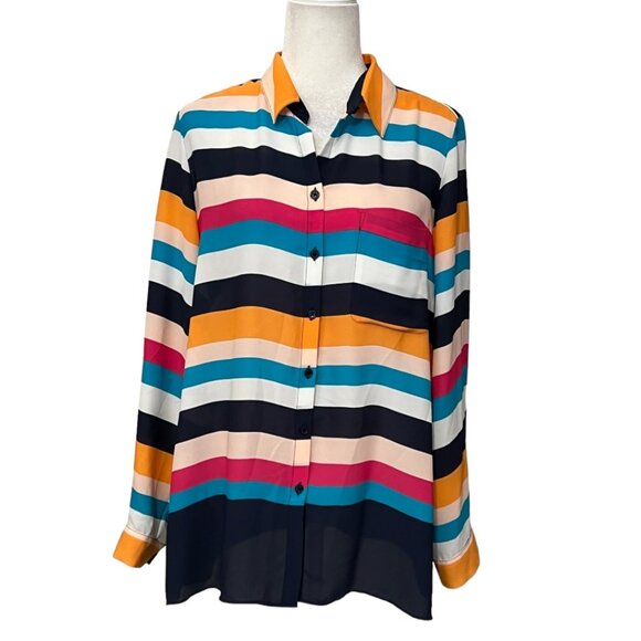 Chico's Tops - NWT Chico's Women's Top Button Down Shirt Colorful Stripes Long Sleeve Size 14